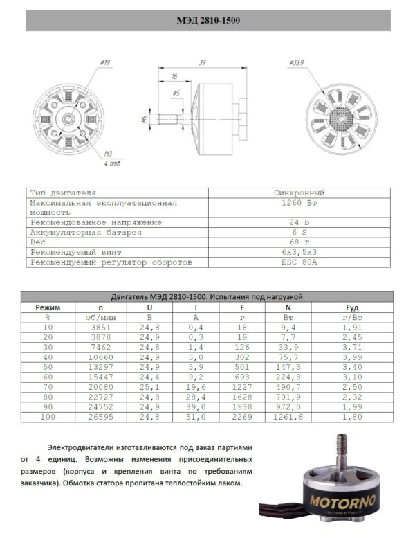Двигатель МЭД 2810-1500KV